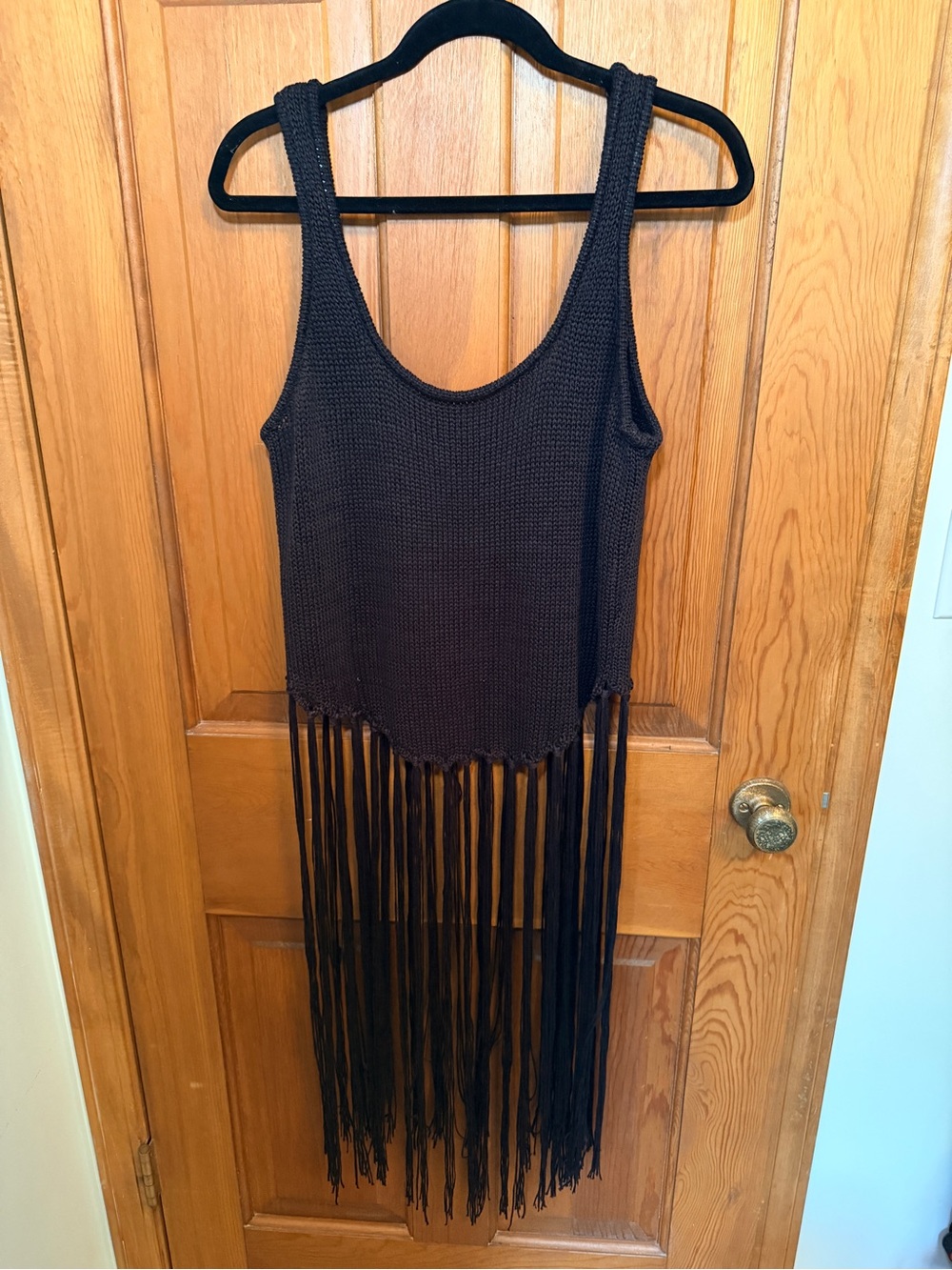 Black Fringe Knit Tank Top from ELOQUII